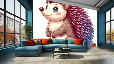 Cute Hedgehog Vector Cartoon illustration Wall mural