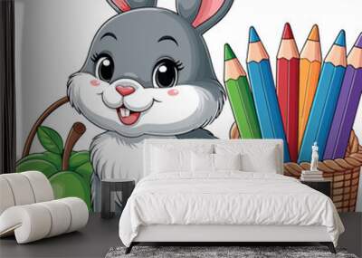 Cute Rabbit Vector Cartoon illustration Wall mural