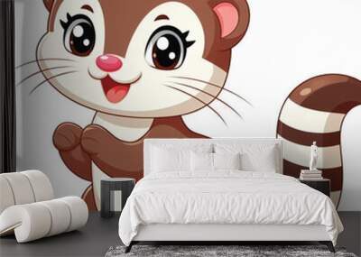 Cute Weasel Vector Cartoon illustration Wall mural