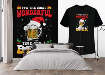 It's The Most wonderful Time for a Beer Christmas SVG T-shirt Design Wall mural