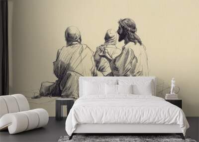 Biblical Illustration of Jesus' Lesson on Prayer and Faith, Ideal for article Wall mural