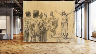 Biblical Illustration of Jesus' Trial and Condemnation, Ideal for article Wall mural