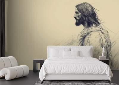 Jesus' Promise to Return, Biblical Illustration of Hope, Perfect for Religious Stock Photos Wall mural