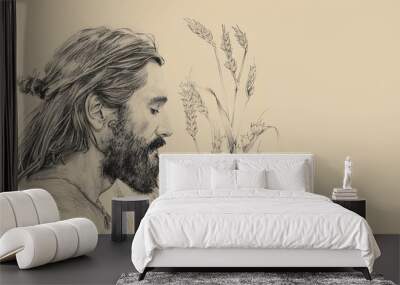 Jesus and the Parable of the Lost Coin, Biblical Illustration of Value and Redemption, Ideal for Religious article Wall mural