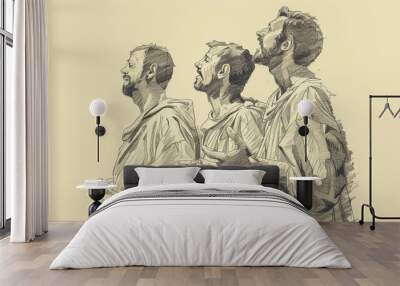 The Story of Paul and Silas Singing Hymns in Prison - Biblical Illustration Wall mural