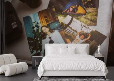 Atmosphere 90s aesthetic, old photo albums, fashion trend on a retro vibes. Wall mural