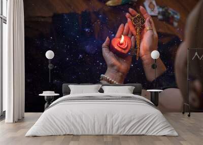 Concept of love magic, love spell attracting love, predictions of fate and other magic. Wall mural