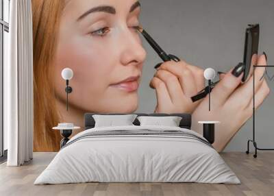 Concept of skin care at home, eyeshadow make up  Wall mural