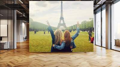 Paris vacation. Pieces of trip, tourist little diary or blog. Lifestyle of Weekend Wall mural