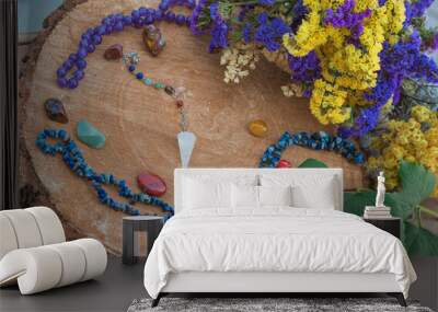 White magic, attributes for witch,  magic for love, health, attracting happiness . Esoteric concept Wall mural