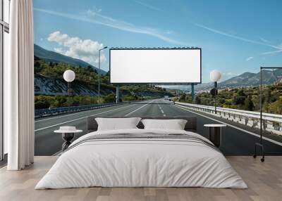 Blank billboard mock up for exterior advertisement on the highway road Wall mural