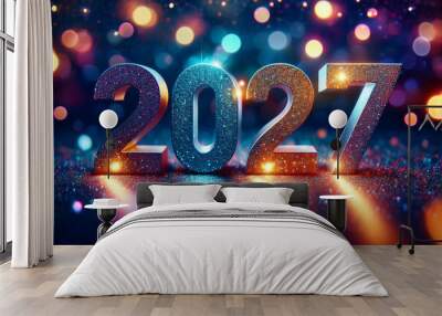 new year 2027 lights glitter defocussed background Wall mural