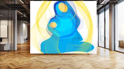 Mother and child , religious Christmas abstract modern artistic illustration vector of Virgin Mary and baby Jesus Wall mural