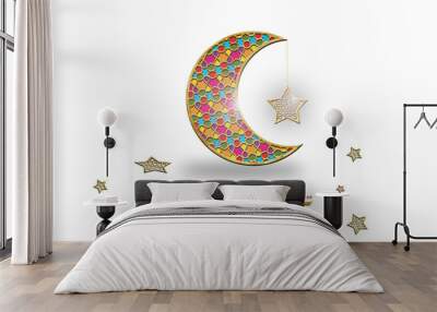 Ramadan Kareem Eid Mubarak muslim islamic holiday background with eid lanterns or lamps Wall mural