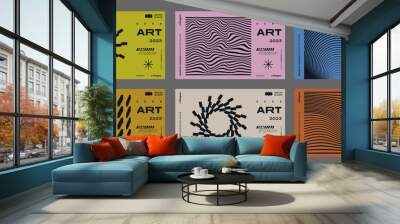 Brutalism Abstract Geometric Background. Modern Bauhaus Pattern.  Geometrical Artwork. Vector Shape. Wall mural