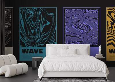 Collection of swiss design posters. Meta modern graphic elements. Abstract modern covers. Futuristic liquid artwork. Wall mural