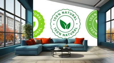 Natural Product Vector Icon Circle Sign. Healthy Food Emblem. Organic food Badge. Wall mural