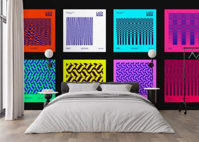 Set of Abstract Modern Patterns. Collection of geometric futuristic designs. Cool bright posters. Minimalist mosaic backgrounds. Wall mural