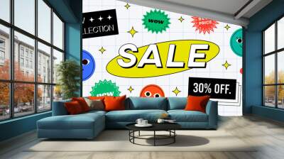 Special Offer Sale Banner Vector Design. Hipster background with promo label stickers. Cool trendy Modern Advertising Illustration. Wall mural