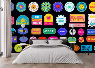 Sticker Pack. Collection of trendy pins. Set of cool patches vector design. Abstract retro badges. Wall mural