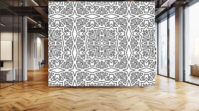 Stylish texture with figures from lines.
Abstract geometric black and white pattern for web page, textures, card, poster, fabric, textile. Monochrome graphic repeating design.  Wall mural