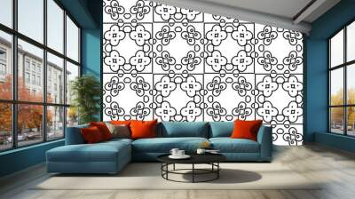 Vector pattern with symmetrical elements . Modern stylish abstract texture. Repeating geometric tiles from striped elements.Black and white pattern. Wall mural