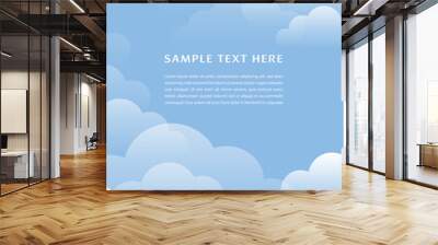 Blue sky with white clouds and space for text. Summer or autumn seasonal illustration. Wall mural