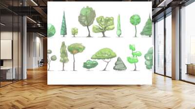 Architectural watercolor tree sketch set Wall mural