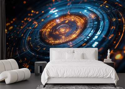 A futuristic abstract background illustrating technology and time concepts, generated by AI. Wall mural