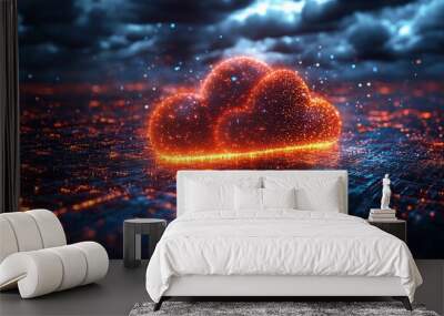 Abstract high-speed technology illustration of cloud computing, featuring a motion blur effect. Wall mural