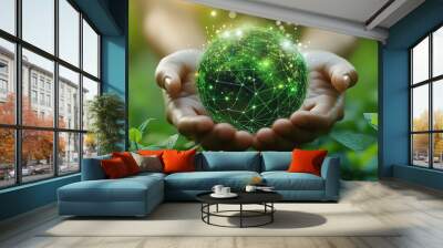 An ESG icon concept highlights the connection between environment, society, and governance in sustainable and ethical business practices. Wall mural