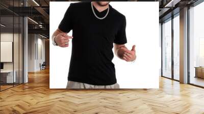 Young man in a  plain black t shirt Wall mural