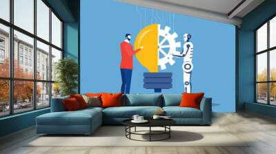 Business innovation Science and artificial intelligence technology, futuristic, AI, Machine future cooperation, technology advance, innovation vector illustrator Wall mural