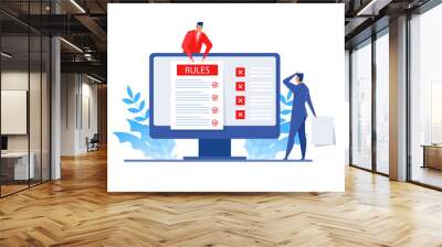 Businessman presentation about rules concept business online concept of internet. Wall mural