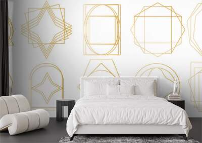 Flat golden geometric frames. Art deco style. Suitable for wedding invitations, invitations, postcards... Wall mural