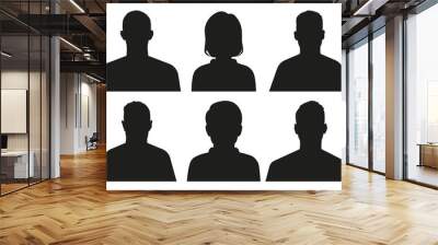 Flat illustration. Ten icons. Black silhouette of men and women. Avatar, user profile, person icon, profile picture. Suitable for social media profiles, icons, screensavers and as a template.. Wall mural