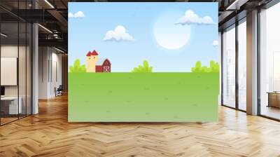 Natural farm agriculture day sun sky flat illustration background design Wall mural