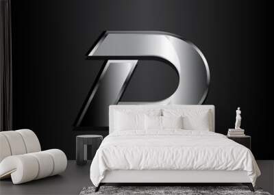 Modern design letter d with color metal on black background Wall mural