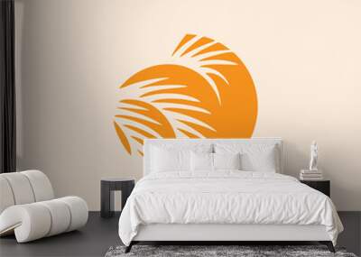 Tropical exotic round emblem. Golden palm tree leaves vector logo. Wall mural