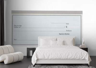 Blank checkbook on white desktop Wall mural