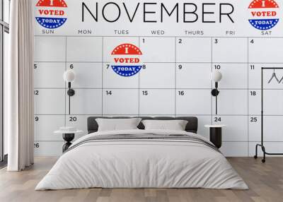 Vote sticker on calendar background for elections campaign concept Wall mural