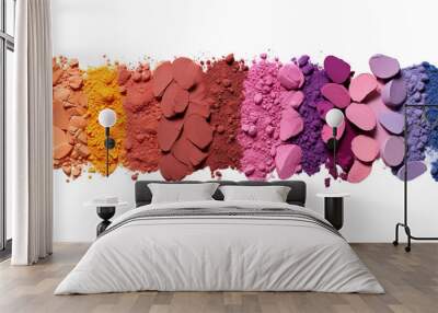 Collection of colorful makeup swatches on white or transparent background Wall mural