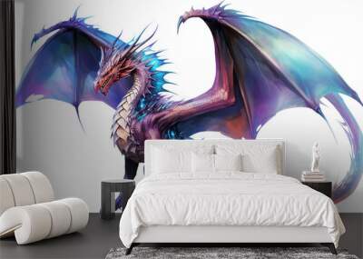 Fantasy dragon on white or transparent background Wall mural