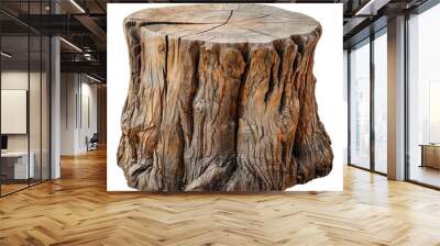 Tree trunk wood podium on transparent or white background Wall mural