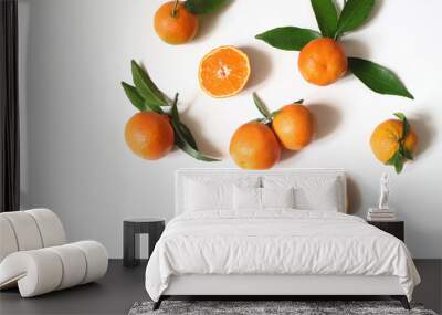 styled stock photo. decorative summer fruit composition. whole and sliced orange tangerines, citrus  Wall mural