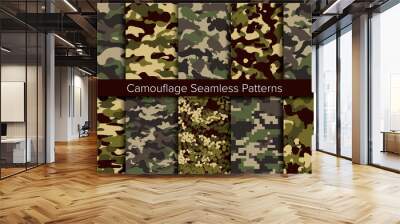 Seamless vector pattern set. Camouflage background. カモフラージュ背景のベクターパターンセット Wall mural