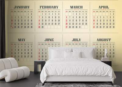 calendar 2016 vector and illustration Wall mural