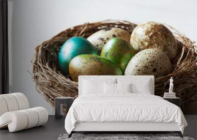 Easter background with a nest and eggs Wall mural