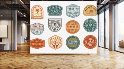 set of coffee badge vintage retro logo labels Wall mural