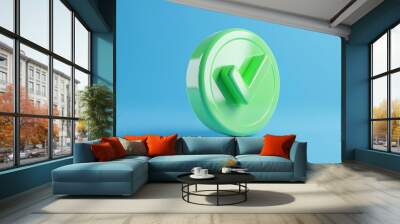 3D green check mark icon on light blue background symbolizing approval, confirmation, or success in a minimalist design. Wall mural